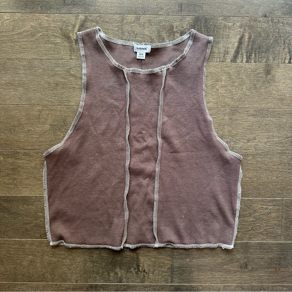 Garage Exposed Seams Cropped Muscle Tank Brown Size M - Picture 4 of 9